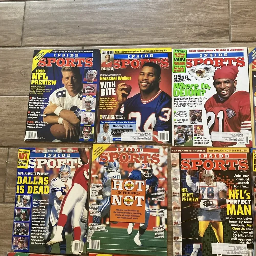 Vintage INSIDE SPORTS Football Magazine Lot Of 22 - Troy,Deion, Montana, & More￼